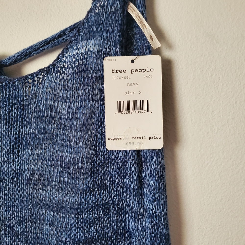 NWT Free People Navy Blue Crochet Tunic - Picture 3 of 6